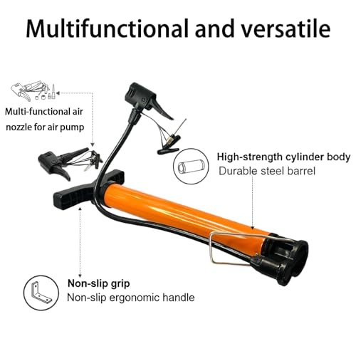 Portable Floor Bike Pump with Dual Presta & Schrader Valves – Includes Ball Needle for Inflating Balls & Tires, Heavy-Duty Air Pump for Bicycles, Mountain Bikes & Sports Equipment