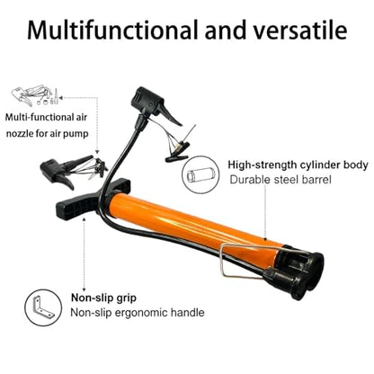 Portable Floor Bike Pump with Dual Presta & Schrader Valves – Includes Ball Needle for Inflating Balls & Tires, Heavy-Duty Air Pump for Bicycles, Mountain Bikes & Sports Equipment