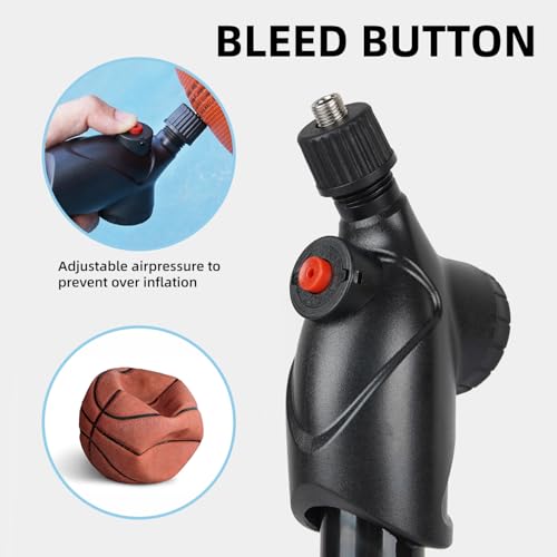 Tigrisk® Ball Pump with Pressure Gauge, Hand Air Inflation Pump with Needles and Nozzles for Basketball, Football, Soccer Ball, Volleyball and Other Inflatable Balls