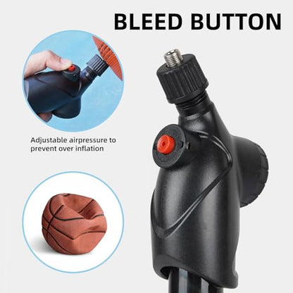 Tigrisk® Ball Pump with Pressure Gauge, Hand Air Inflation Pump with Needles and Nozzles for Basketball, Football, Soccer Ball, Volleyball and Other Inflatable Balls