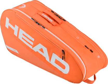 HEAD Tour Racquet Bag M (6R) Tennis Bag - Holds Up to 6 Racquets, CCT+ Climate Control Technology, 2 Main Compartments, Shoe Pocket & Backpack Carry System - color: Orange