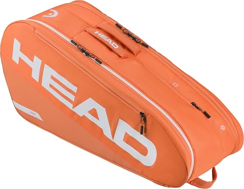 HEAD Tour Racquet Bag M (6R) Tennis Bag - Holds Up to 6 Racquets, CCT+ Climate Control Technology, 2 Main Compartments, Shoe Pocket & Backpack Carry System - color: Orange