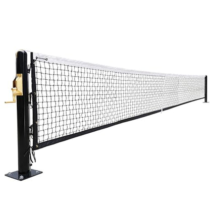 Seliyoo Pickleball Net System,Pickleball Net Set-22 FT Regulation Size with Heavy Duty Steel Post, Premium-Grade Brass Winder,Surface Mount,Tournament Net,Idea for Indoor Gym Or Outdoor Courts - style: Stainless Net pole