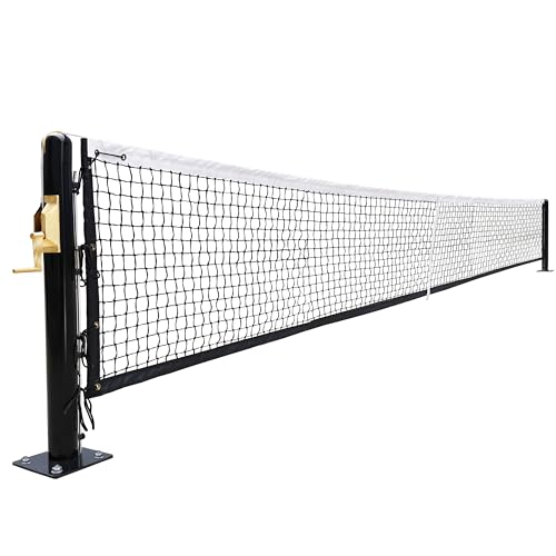 Seliyoo Pickleball Net System,Pickleball Net Set-22 FT Regulation Size with Heavy Duty Steel Post, Premium-Grade Brass Winder,Surface Mount,Tournament Net,Idea for Indoor Gym Or Outdoor Courts - style: Stainless Net pole
