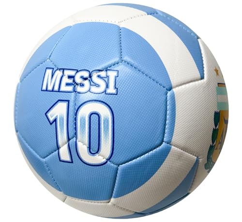 Icon Sports Licensed AFA Messi #10 Soccer Ball - Argentina Light Blue & White Football, Sizes 5, 4 and Mini Size 2 Skill Ball - size: 4