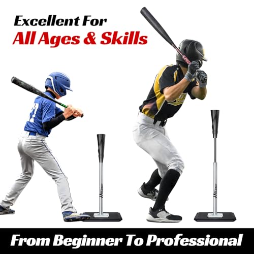 JASCOPRO Portable Batting Tee,Height Adjustable from 25-37 inch Hitting Tee For Baseball and Softball, Easy Assemble Premium Baseball Tee with Rubber Top,Metal Base Softball Tee for Kids/Youths/Adults