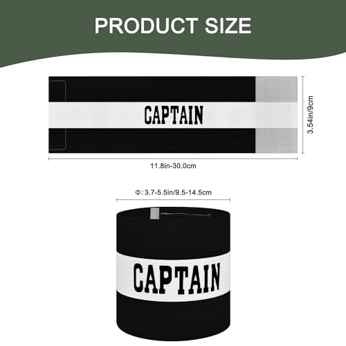 Captain Armbands for Soccer, Unisex Captain's Armband Adjustable Football Arm Bands Adults & Youths Elastic Captain Arm Band Team Sports Accessories - color: Black