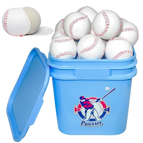 Youth 8U T-Ball Safety Baseballs - Reduced Impact Soft Practice Balls for Kids, League Play & Training Drills (Bucket of 24, Unmarked for Autographs, Hitting, Batting, Fielding)