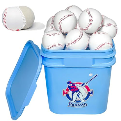 Youth 8U T-Ball Safety Baseballs - Reduced Impact Soft Practice Balls for Kids, League Play & Training Drills (Bucket of 24, Unmarked for Autographs, Hitting, Batting, Fielding)