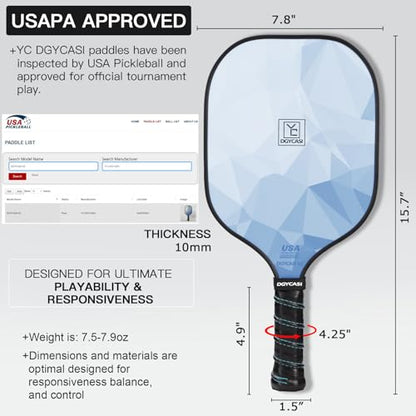 YC DGYCASI Pickleball Paddles Set of 2, 2026 USAPA Approved Pickleball Set, Fiberglass Lightweight Pickle Ball Rackets 2 Pack, 2 Outdoor Pickleball, 2 Indoor Pickleball Balls, 1 Pickleball Bag - color: Blue