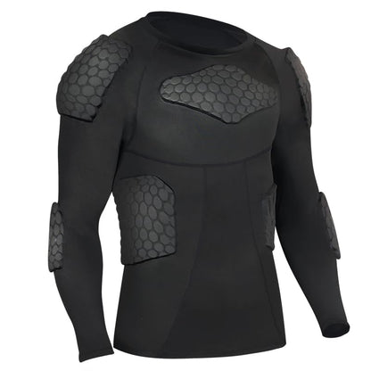 Padded Compression Shirt, Short Sleeve Football Protection Gear - size: Long-Small