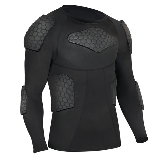 Padded Compression Shirt, Short Sleeve Football Protection Gear - size: Long-Small
