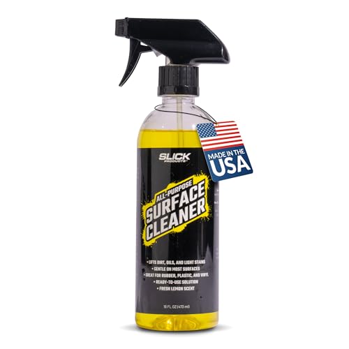 Slick Products All-Purpose Surface Cleaner – Interior & Exterior Vehicle Spray for Plastic, Vinyl, Rubber, Carpet & Upholstery – Ready-to-Use Formula with Fresh Lemon Scent – 16 oz. - size: 16 Fl Oz (Pack of 1)