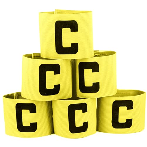 Captain's Armband Soccer Football Rugby Captain Armbands for Youth and Adult,Anti-Drop Design - Pack of 6 - color: 6 Yellow