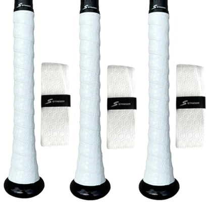 Stinger Sports Premium Polymer Bat Grip (Baseball and Softball) - color: 3-Pack: White