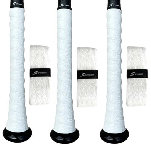 Stinger Sports Premium Polymer Bat Grip (Baseball and Softball) - color: 3-Pack: White