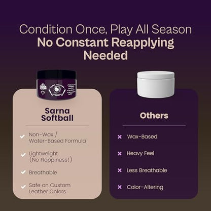SARNA BASEBALL Glove Conditioner, Cream, 4 Oz – Break in Faster, Keep Leather Maintained – Glove Conditioner for Mitts & Softball Gear Made in USA - size: 4oz Softball