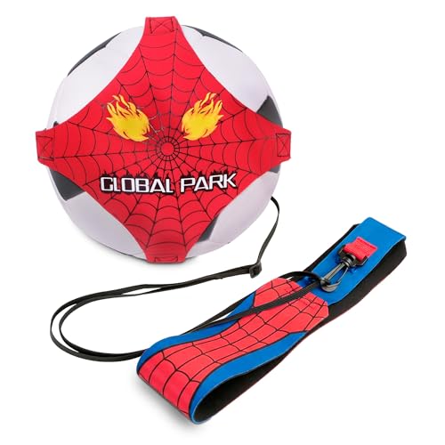 Global Park Soccer Trainer Adjustable Waist Belt - Football Training Equipment Aid for Ball Control, Passing & Shooting, Kick Throw Trainer Solo Practice Volleyball, Rugby for Kids Adults at Home - color: Red
