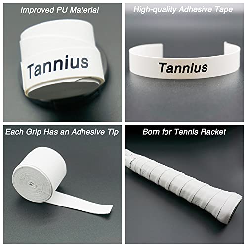 Tennis Racket Grip Tape, (6 or 9 Pack) Dry Feel Tennis Grips, Absorbent and Enhanced Tennis Racquet Overgrip - color: 9-Pack White