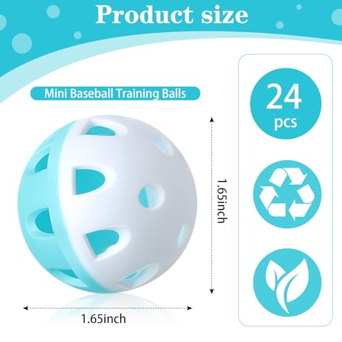 VioraWhite Mini Practice Baseballs 1. 65 Inch Small Baseball Training Lightweight Hollow with a Drawstring Bag for Hitting, Batting Training Use