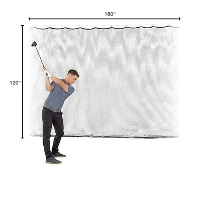 GoSports Golf Netting – Heavy Duty Golf Practice Net for Backyard Driving Range, Golf Simulator & Hitting Cage – Bulk Golf Netting for Indoor & Outdoor Use – 10 ft, 15 ft, 20 ft