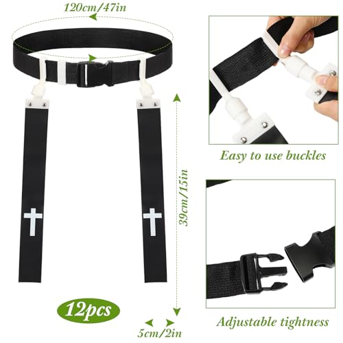 Peryiter 2 Set Player Flag Football Belt Christian Cross Adjustable Football Belts and Flags for Players Youth Adults Sport Team Training Competition