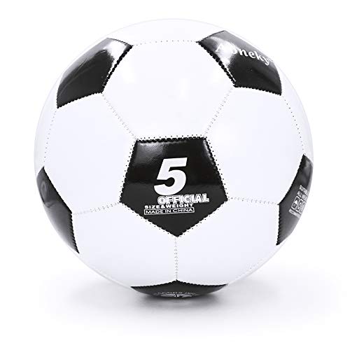Aoneky Soccer Ball with Pump - color: 5 Pack with 1 Pump - White/Black, size: 5