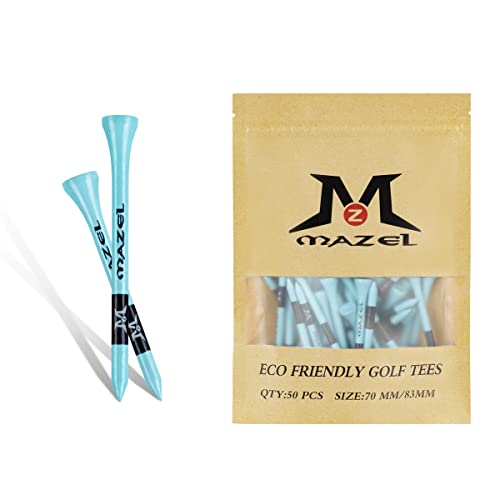 MAZEL Natural Wood/Bamboo Golf Tees 2 3/4 Inch & 3 1/4 Inch,Pack 50 or 120,Reduce Friction & Side Spin,More Stable Golf Tees