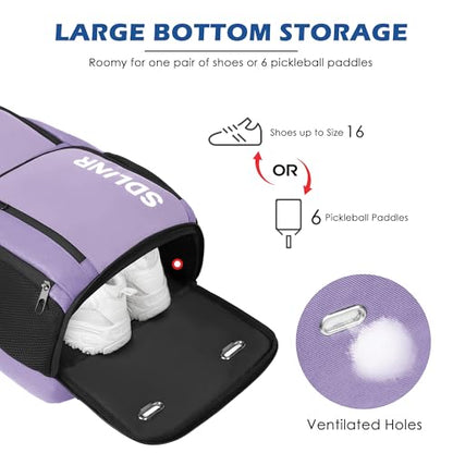 SDLINR Pickleball Bag Fits 4+ Paddles, Large Pickleball Backpack with Shoe Compartment and Fence Hook,Pickleball Gifts for Men Women
