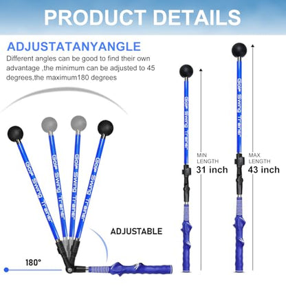 Golf Swing Trainer aid - Golf Training aid to Improve Hinge, Forearm Rotation, Shoulder turna and Grip.Portable Collapsible Swing Trainer Equipped with Golf Grip Trainer - color: BLUE