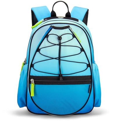 Choco Mocha Kids Tennis Bag, 16 Inch Youth & Junior Tennis Backpack with Shoe Compartment, Holds 2 Rackets (21–23 Inch) - color: Gradient Blue