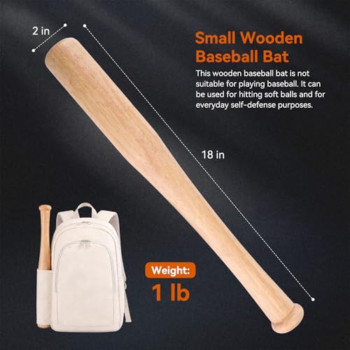 18 Inch Mini Wooden Baseball Bat, Portable Short Wood Baseball Bat for Home Safety & Personal Security