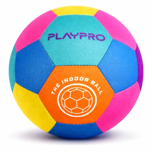 Indoor Soccer Ball Size 4 – Soft Foam Fabric Soccer Ball for Kids – Safe Quiet Indoor House Ball for Home Play & Training - color: Pink