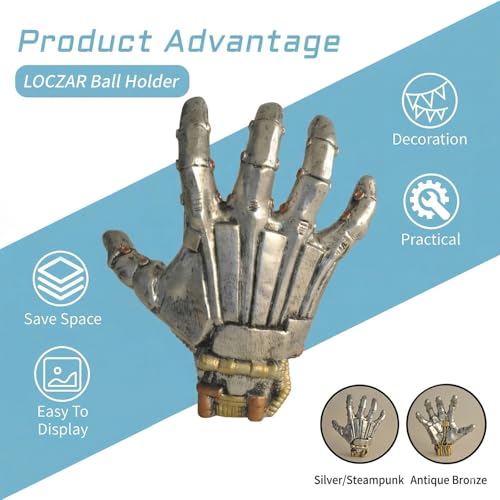 Mechanical Hand Wall-Mounted Ball Holder, Punk Style Resin Basketball & Soccer Display Rack, Space-Saving Industrial Art Shelf for Garage & Room Decor, Sports Ball Storage Stand