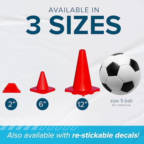 LVL10 Pro Training Cones - 12" Large Soccer Cones for Sports Training - for Basketball, Football, Basketball and Agility Drills - Soccer Field Markers that Won't Crack, Slide or Fly - style: 20 cones