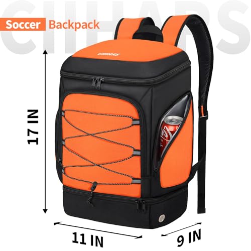 Soccer Bag - Soccer Backpack with Ball Holder,Sport Equipment Bags gifts for soccer stuff Water resistant Includes Separate Cleat Fit Basketball Volleyball Football - color: soccer bag orange