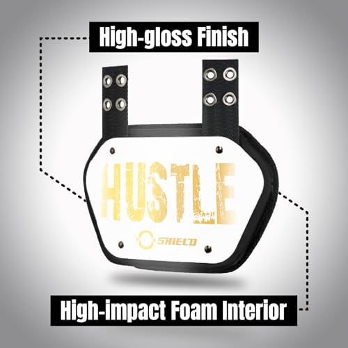 O Shield Golden Cross Chrome Football Back Plate, Lower Back Pads for Football Players, Rear Protector, Cross Series - size: Youth (Weight less than 180 Pounds), style: Hustle White
