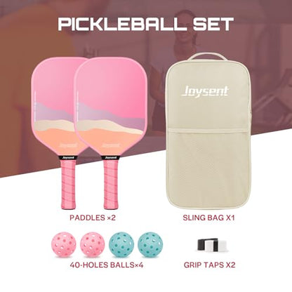 Pickleball Paddles Set of 2, Lightweight Pickleball Racket for Beginner, USAPA Approved Fiberglass Surface Pickleball Set with Non-Slip Comfort Grip