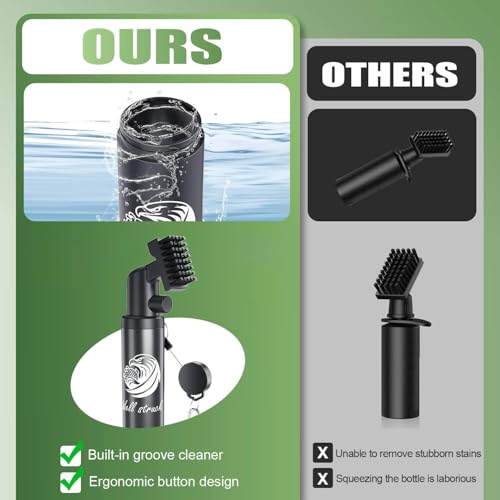 Vetance 2 Pack Pro Golf Club Cleaner - 4oz Water Bottle with Groove Cleaner and Retainer Clip, Durable Nylon Bristles for Easy Cleaning, Ergonomic Button Design, Golf Gifts for Men (Black)
