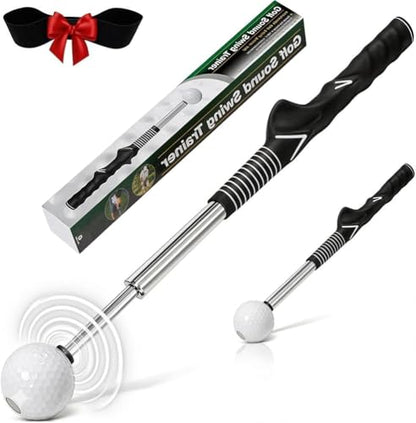 Retractable Golf Swing Trainer, Training Aid with Grip Trainer, Click Feedback for Tempo & Swing Mechanics, Weighted Indoor Practice Stick for Home Office, Gift for Men&Lady Beginners