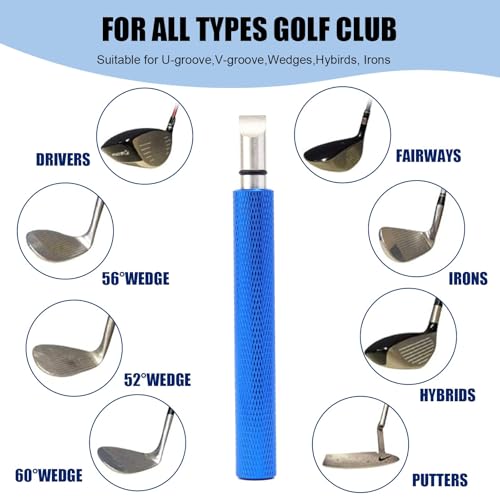 Golf Club Cleaner Iron Out Groove Sharpener with Spare Upgraded Sharpener Tip, Golf Bag Accessories Essentials for Men Blue