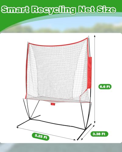 Portable Tennis & Pickleball Recovery System Net, 6 x 7ft Portable Polyester Mesh and Fiberglass Frame, Ball Recycling Net for Tennis Ball Machine, Collapsible Pickleball Trainer for Indoor/Outdoor