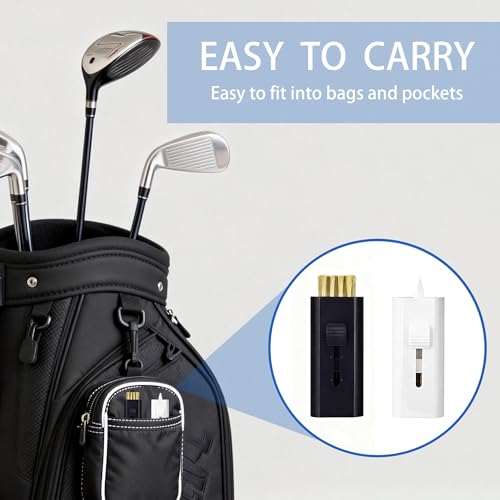4-Pack Retractable Golf Club Cleaner Brush – Portable Double-Sided Groove Cleaner, Mini Pocket Tool for Men & Women Golfers - color: Black&White