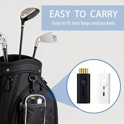 4-Pack Retractable Golf Club Cleaner Brush – Portable Double-Sided Groove Cleaner, Mini Pocket Tool for Men & Women Golfers - color: Black&White