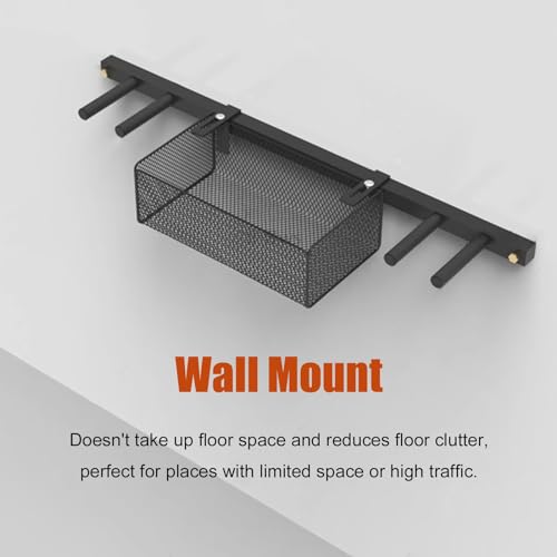 WDJBPSH 2 in 1 Wall Mounted Ball Holder Racket Rack, Hanging Equipment Organizer for Boys Bedroom/Studio/Garage, Metal Badminton Ping Pong Paddle Storage Display Stand