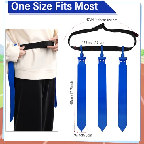 Hungdao 10/12 Players Flag Football Belts and Flags Adjustable Football Belts for Kids Teens Adults Team Training Sport Event - color: Blue