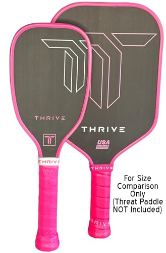 Thrive Pickleball Training Paddle Kit - Includes Trainer Paddle, 3 Fast Hands Mini Pickleballs & Paddle Eraser - T-700 Carbon Fiber, Extra Long Handle, 16mm Core - color: PINK