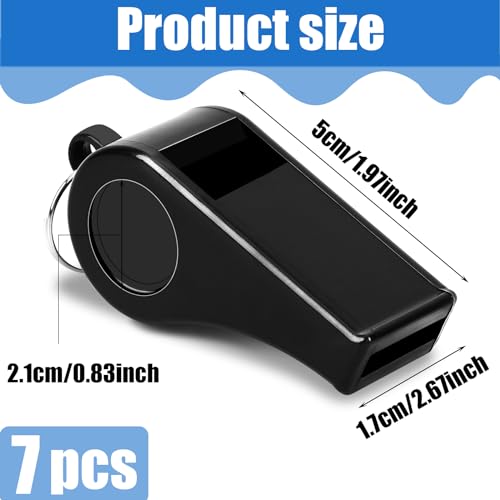 SANNIX 7 Pack Whistles, Coaches Whistles with Lanyard Sports Whistle Loud Crisp Sound Whistles for Referees Training Gyms Emergency - color: Black