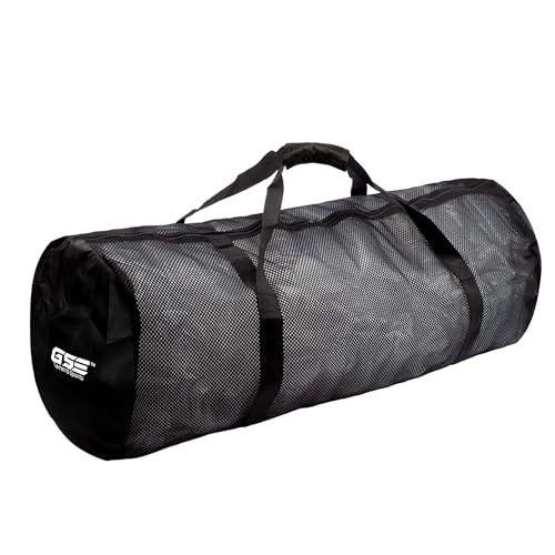 Black Heavy-Duty Large Mesh Sports Duffle Bag, Dry Bag, Diving Equipment Scuba Bag with Zipper. Great for Gym Workout, Sport Balls Storage, Scuba Gear, Snorkeling, Water Sports and Travel - color: Black, style: 1-pack