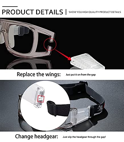 SHEEN KELLY Professional Sports Goggles Adult Protective Safety Goggles Basketball Glasses for Men with Adjustable - color: 01-black+strap